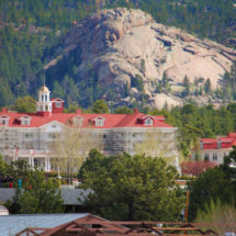Stanley Hotel with Mountains in Estes Park Colorado 2