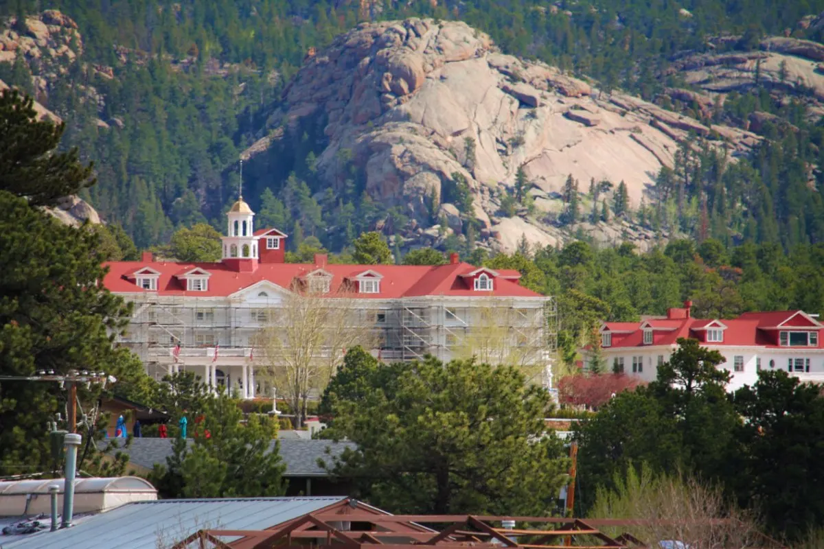 Stanley Hotel with Mountains in Estes Park Colorado 2