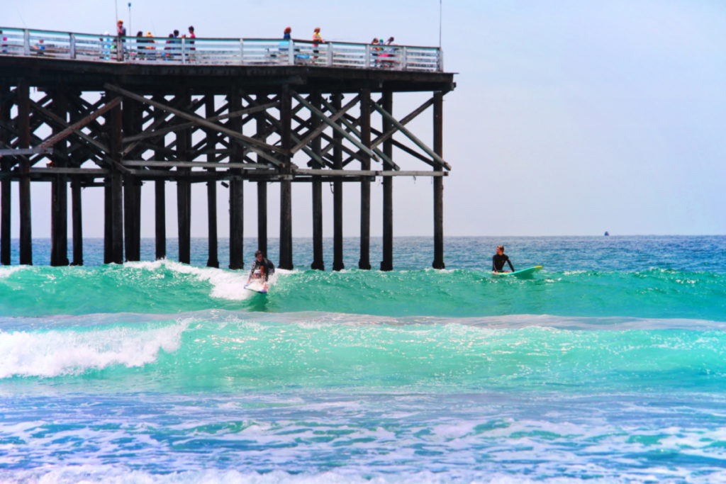 Surfers at Pacific Beach Pier San Diego California 1