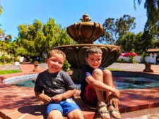 Taylor Family by fountain at Mission San Diego de Alcala San Diego California 2