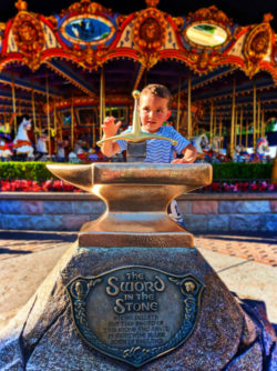 Taylor Family pulling the Sword in the Stone Fantasyland Disneyland