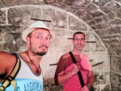 Chris and Rob Taylor in dungeon at Rectors Palace Museum Old Town Dubrovnik Croatia 1