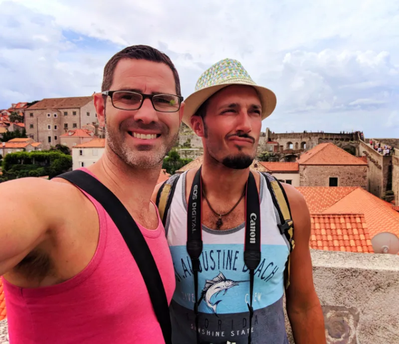 Chris and Rob Taylor walking the City Wall Dubrovnik Croatia 1