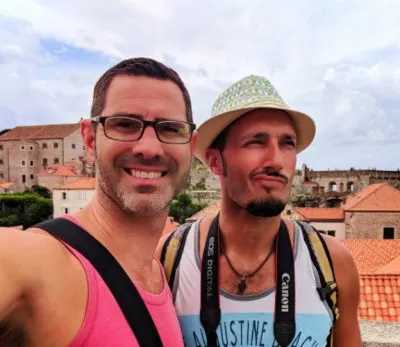 Chris and Rob Taylor walking the City Wall Dubrovnik Croatia 1