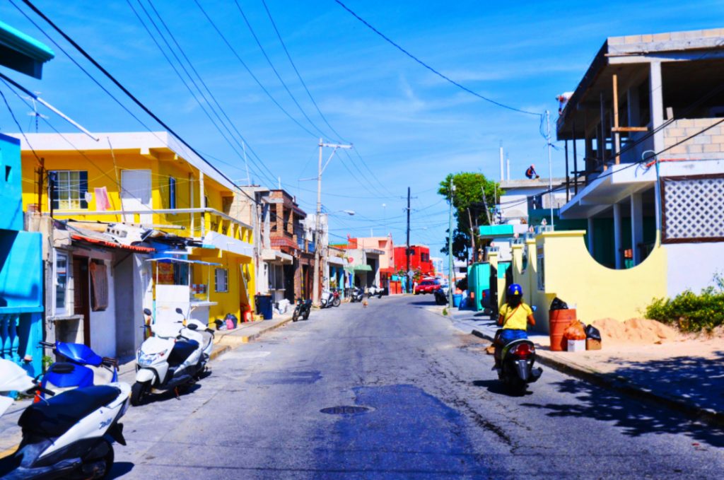 Colorful buildings in town Isla Mujeres Quintana Roo Mexico 1