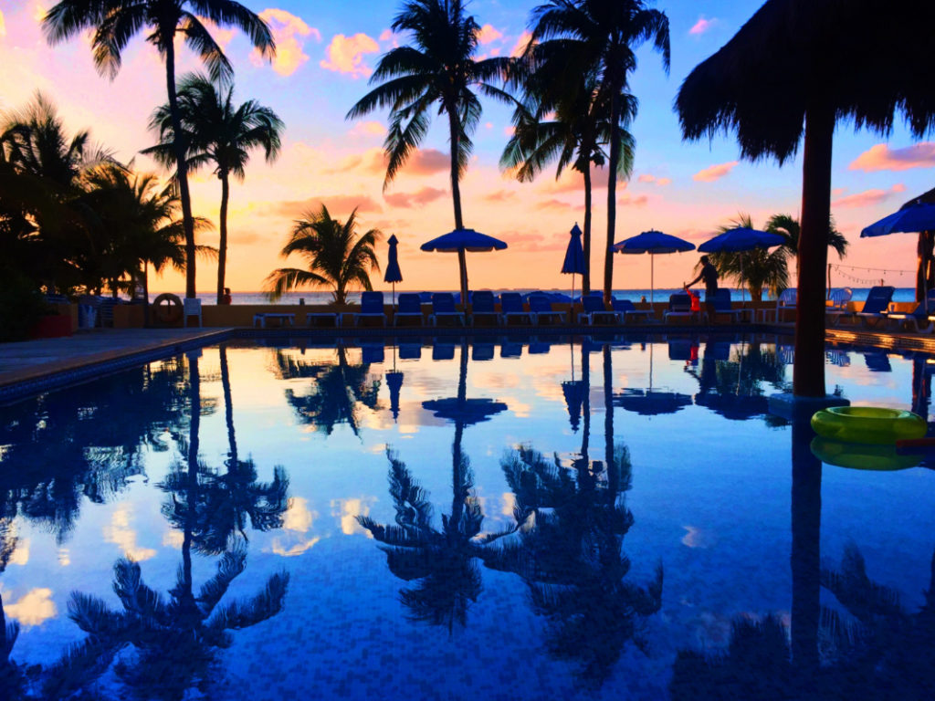 Sunset at Pool at Nauti Beach Condos Isla Mujeres Quintana Roo Mexico from FIAB 1