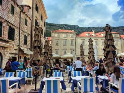 Cafe in Stradun Plaza Old Town Dubrovnik Croatia 1
