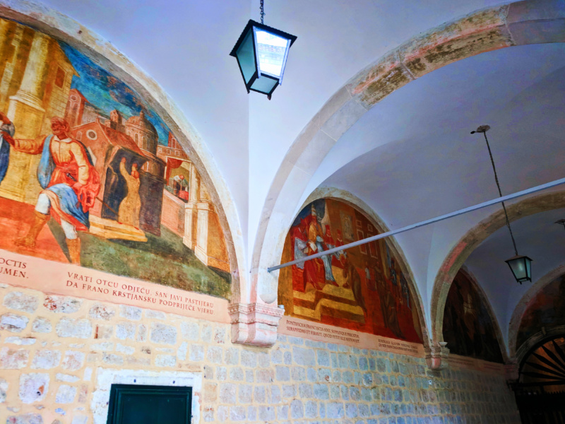 Frescos in Colonnade at Franciscan Monastery by Old Town Dubrovnik Croatia 1