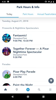 Disneyland App Showtimes