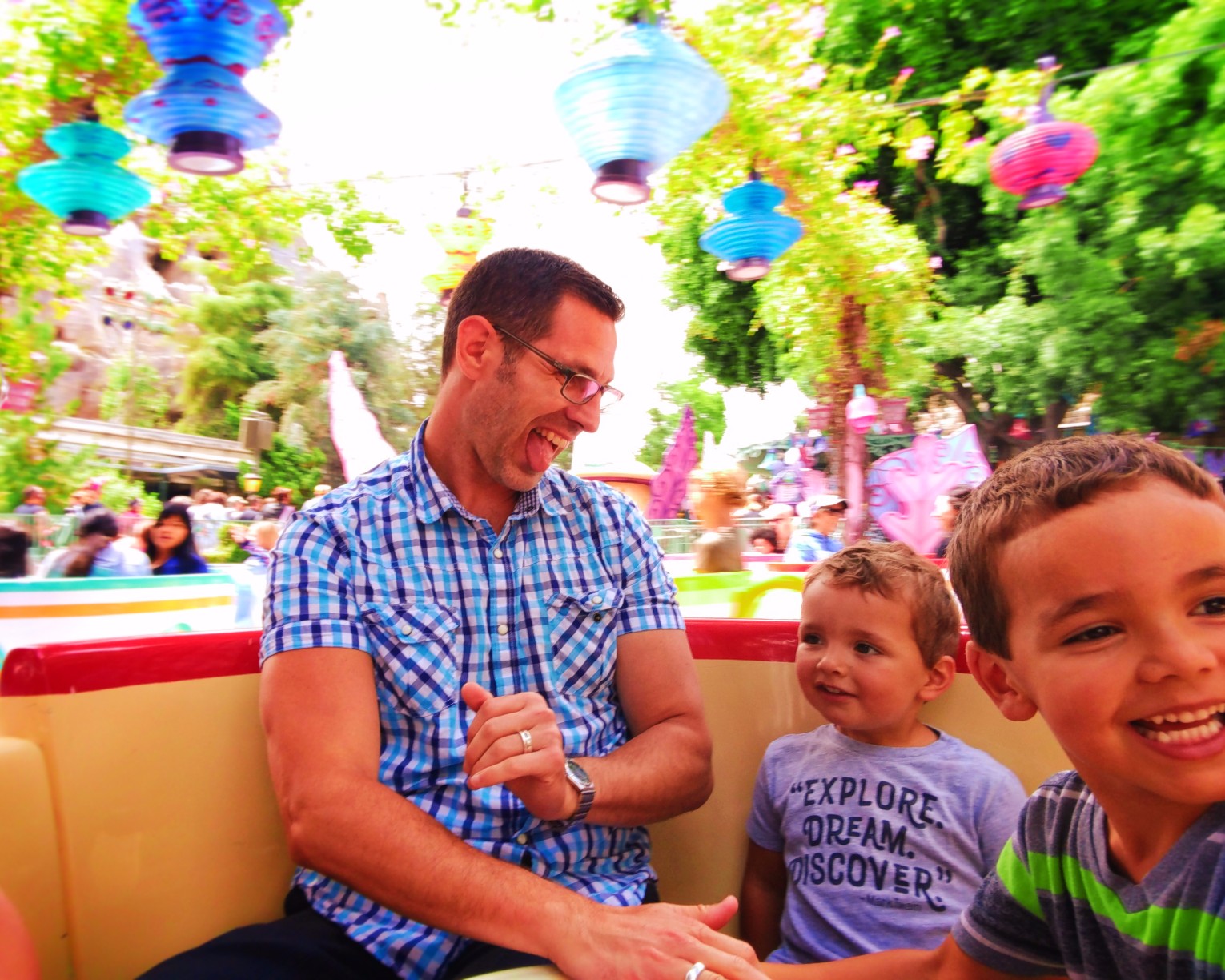 Taylor Family spinning in Teacups in Fantasyland Disneyland 1