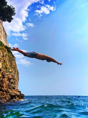 Tom Swimming cove below Fort Lovrijenac Dubrovnik Croatia 2