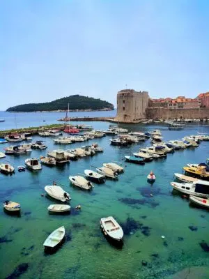 View of Marina and City Wall Old Town Dubrovnik Croatia 2