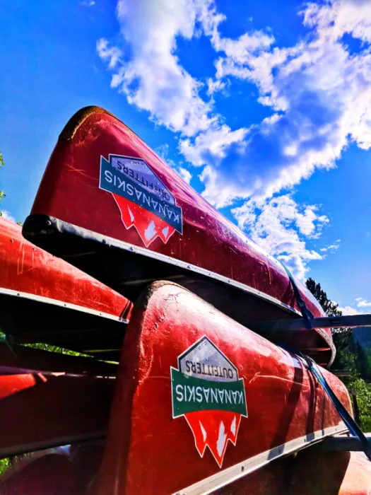 Canoes at Barrier Lake with Kananaskis Outfitters Canmore Alberta 1