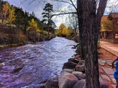 Fall Colors Big Thompson River in Downtown Estes Park Colorado 3