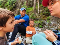 Taylor Family hiking to Grotto Canyon with Earth & Pine Outdoors Canmore Alberta 12