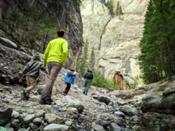 Taylor Family hiking to Grotto Canyon with Earth & Pine Outdoors Canmore Alberta 16