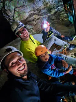 Taylor Family hiking to Rats Nest Cave with Canmore Cave Tours Canmore Alberta 7