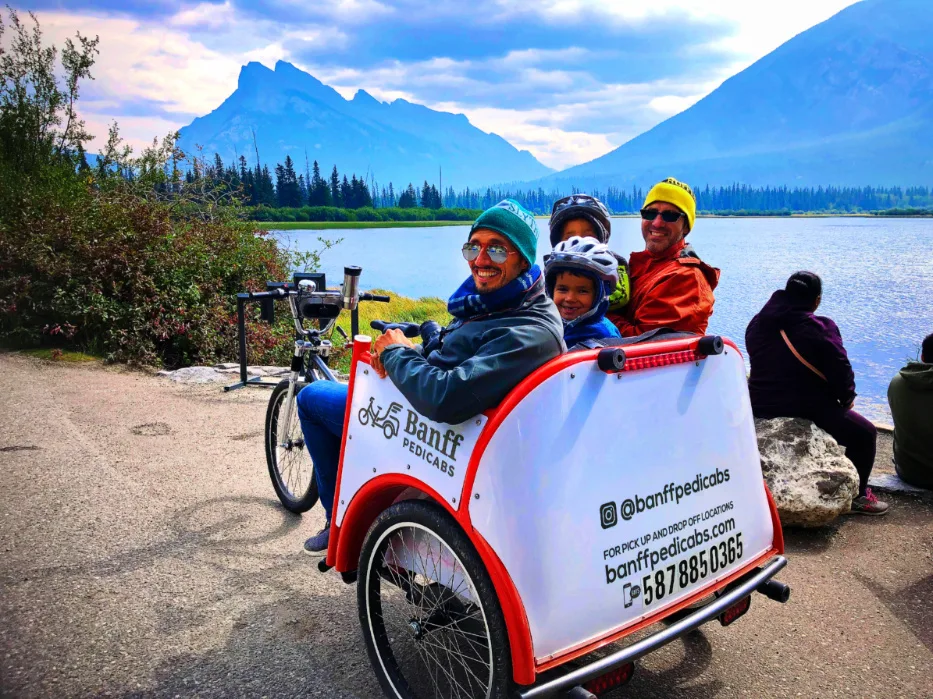 Taylor Family with Banff Pedicabs at Vermilion Lakes Banff National Park Alberta 1