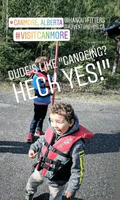 Kananaski Outfitters Canoeing in Canmore Instagram Story