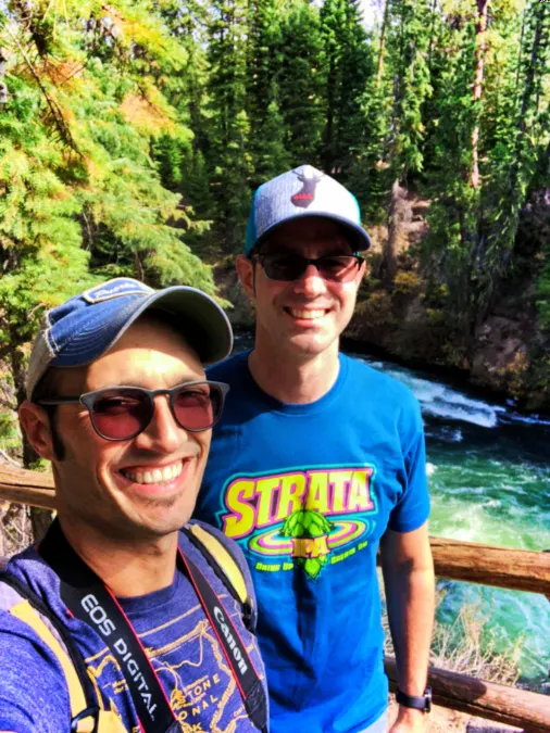 Chris and Rob Taylor hiking at Benham Falls Deschutes National Forest Bend Oregon 1