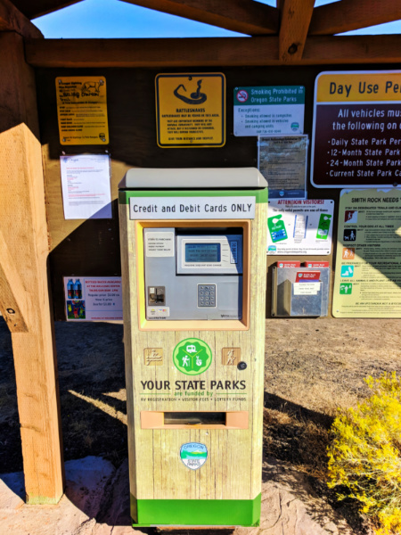 Day Use Pass fee machine Smith Rock State Park Terrabonne Oregon 2