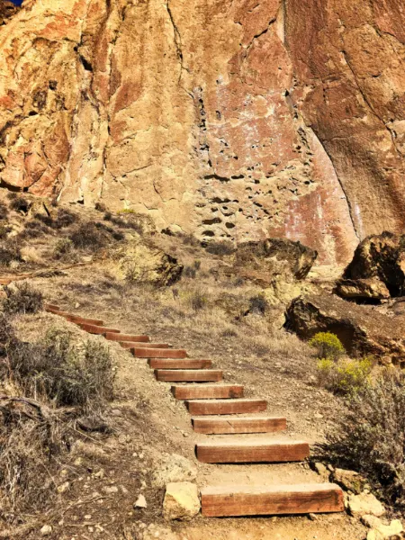 Pathway to climbing wall Morning Glory Wall Smith Rock State Park Terrabonne Oregon 1