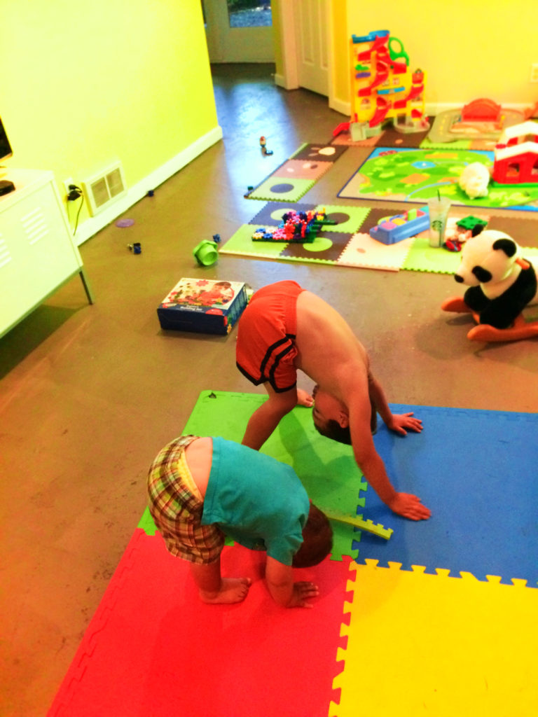 Taylor Family doing Yoga poses 1