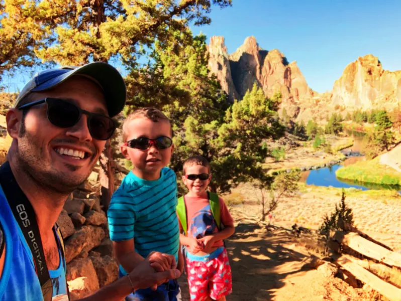 Taylor Family hiking Chute Trail Smith Rock State Park Terrabonne Oregon 1