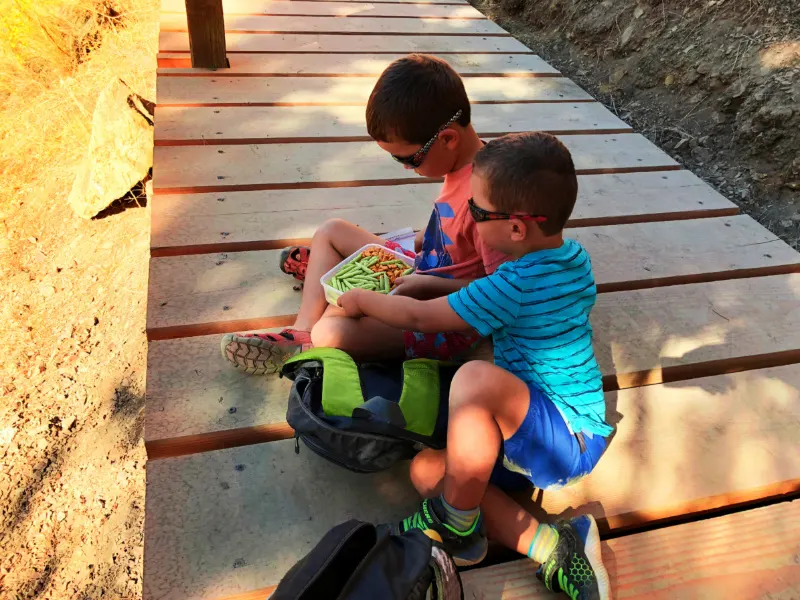 Taylor Family hiking River Trail at Smith Rock State Park Terrabonne Oregon 4