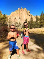 Taylor Family hiking at Horse Ford at Smith Rock State Park Terrabonne Oregon 2