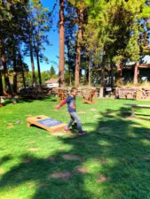 Taylor Family playing cornhole at Bend Brewing Bend Oregon 1