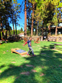 Taylor Family playing cornhole at Bend Brewing Bend Oregon 1
