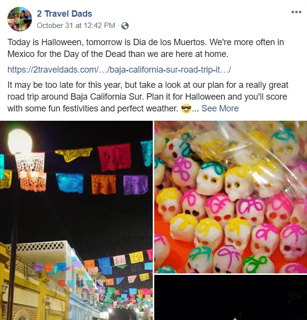 2TravelDads Facebook Page example