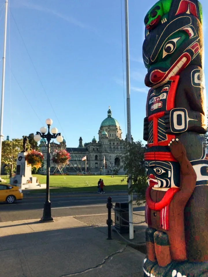 Totem Pole at Parliament Building Inner Harbour Victoria BC 1