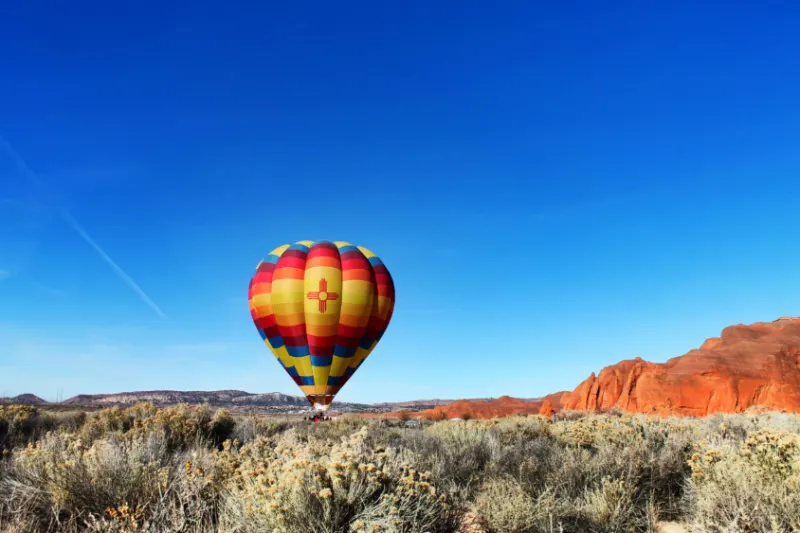 Morning hot air ballooning over Red Rocks Park Gallup NM 21