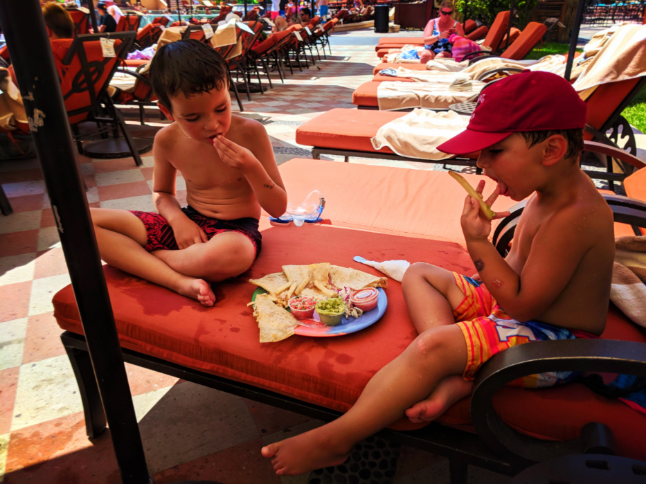 Taylor Family eating lunch by Pool at Playa Grande Resort Cabo San Lucas 1