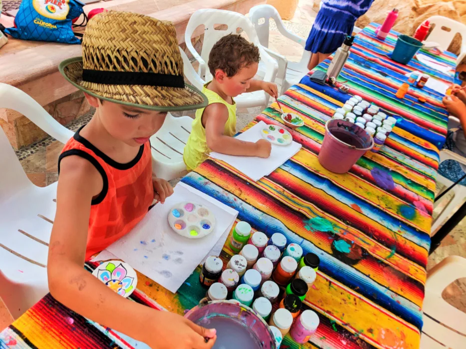 Taylor Family painting Mexican ceramics at Playa Grande Resort Cabo San Lucas 3