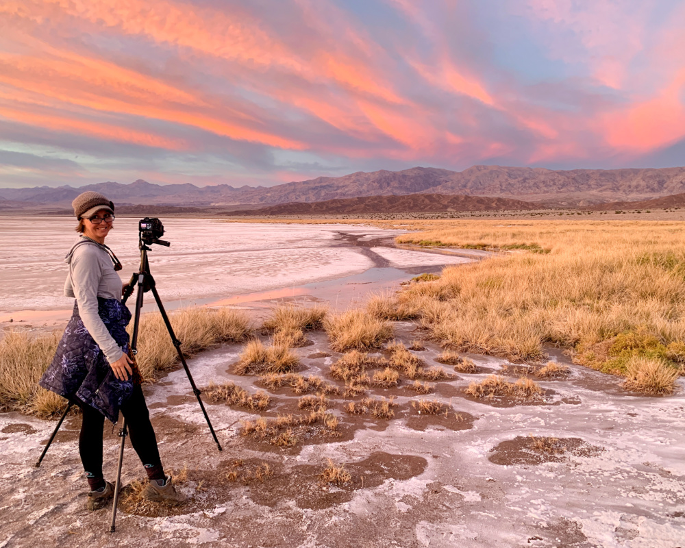 Colleen Miniuk doing landscape photography in the Cottonball Basin