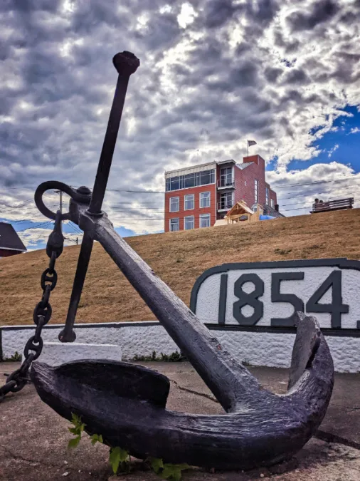 250 Main Hotel with Anchor from Waterfront Park Rockland Maine 1