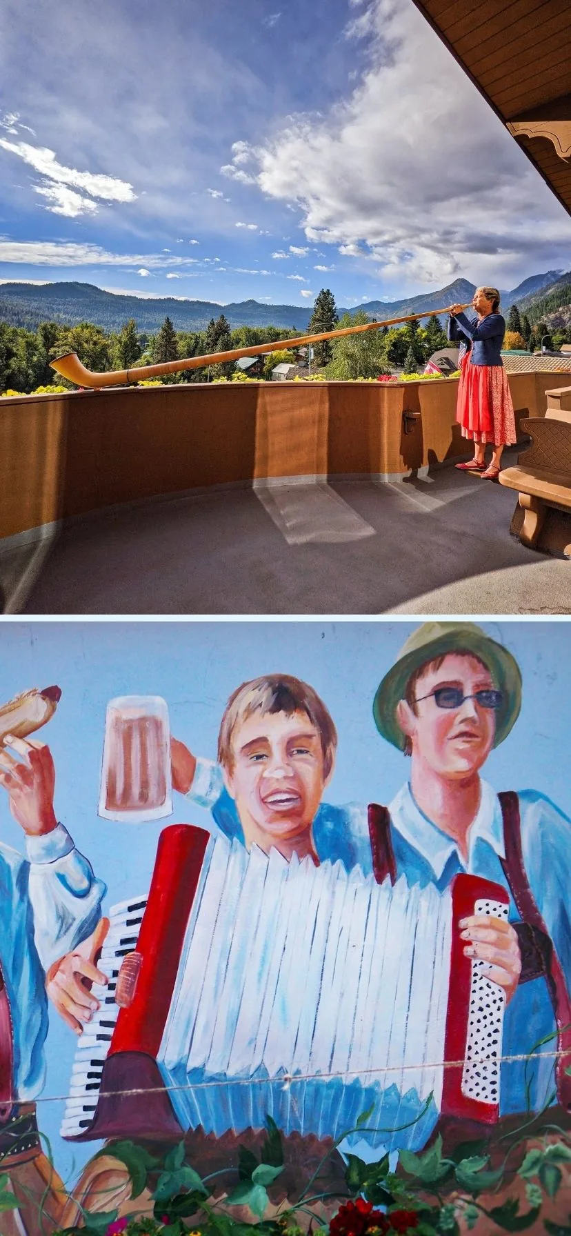 Alphorn and Bavarian Mural in Leavenworth Washington