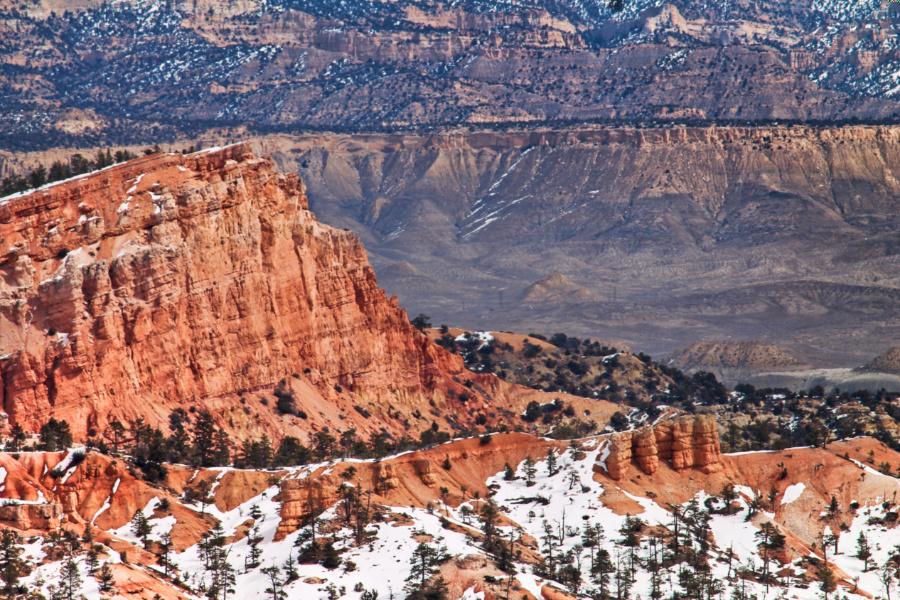 Amphitheater in snow Bryce Canyon National Park Utah 1