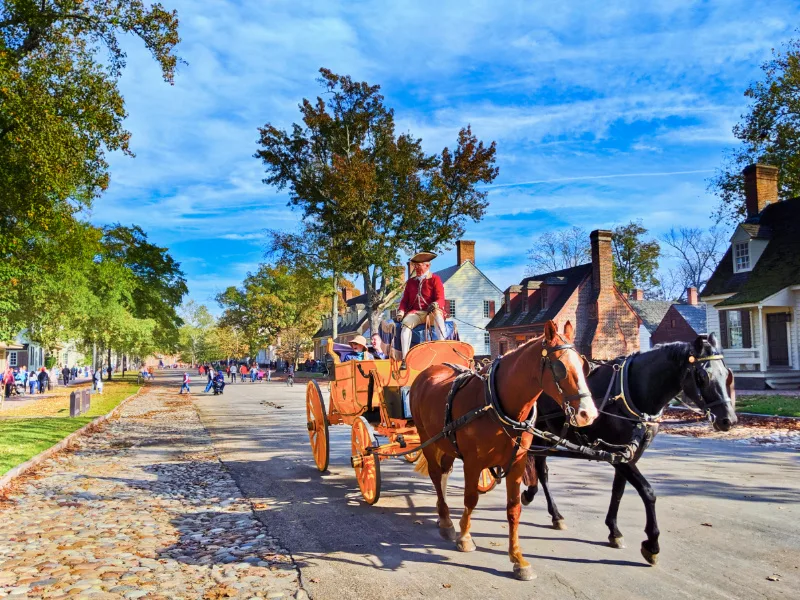 Antique carriage ride in Historic District Colonial Williamsburg Virginia 1