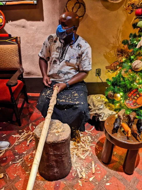 Artisan Carver in Lobby at Animal Kingdom Lodge Walt Disney World Orlando 1