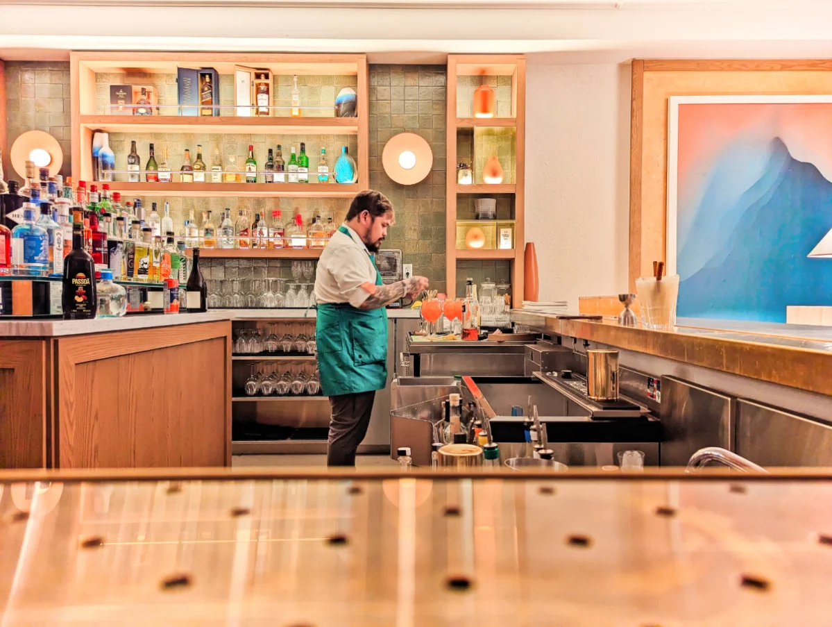 Bartender Making Drinks in Restaurant Louiza at Fairmont Chateau Lake Louise Banff Alberta 1