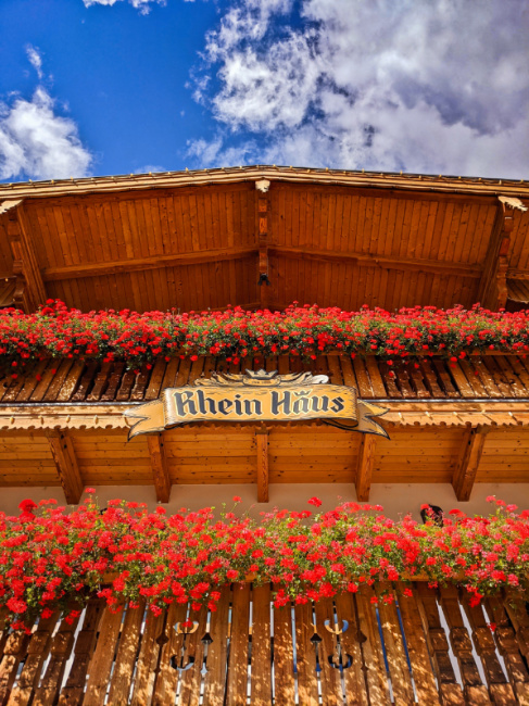 Bavarian Flower Balconies Exterior of Klein Hause Downtown Leavenworth Washington 2