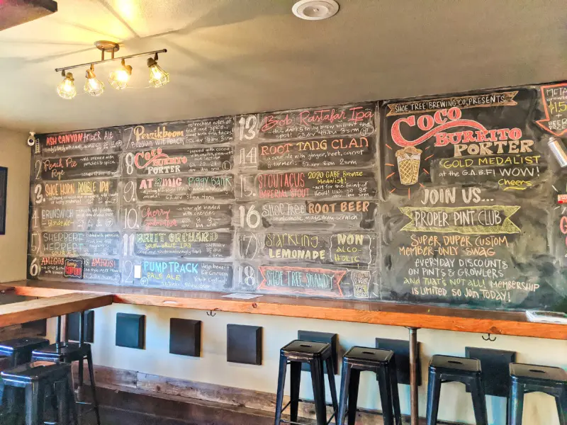 Beer Menu Board at Shoe Tree Brewing Carson City Nevada 2020 1