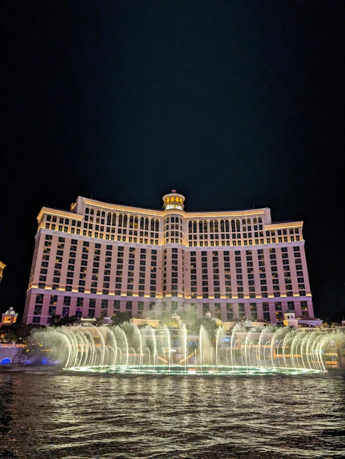 Bellagio Fountains at Night Las Vegas Nevada 1