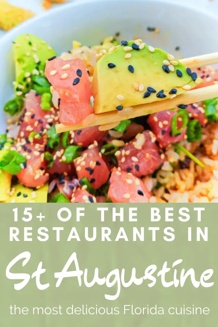 These are the best restaurants in St Augustine, from Florida seafood to the unique Minorcan cuisine. Best things to eat from beach food to distilleries. #Florida #seafood #restaurants