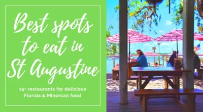 These are the best restaurants in St Augustine, from Florida seafood to the unique Minorcan cuisine. Best things to eat from beach food to distilleries. #Florida #seafood #restaurants