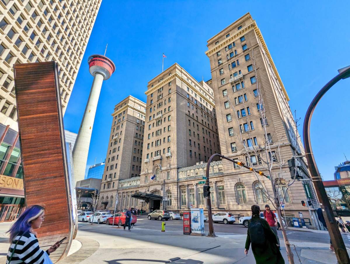 Calgary Tower and Fairmont Palliser Hotel Downtown Calgary Alberta 1